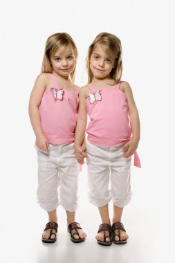 Girl children twin siblings. clipart