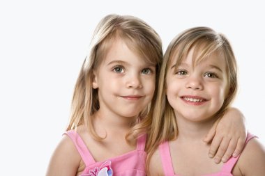 Girl child twin sisters. clipart