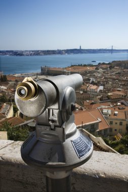 Pay Telescope and City Skyline clipart