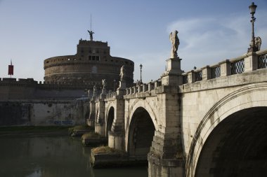 Ponte Sant'Angelo bridge and Castel Sant'Angelo. clipart