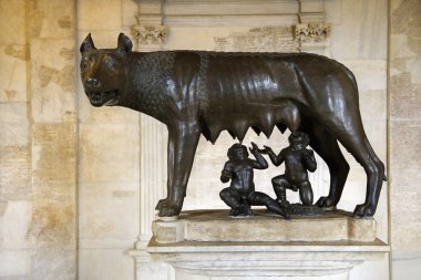 Sculpture of Capitoline Wolf, Romulus, and Remus clipart
