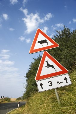 Signs on a Rural Road in Italy clipart