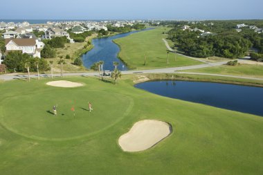 Coastal golf course. clipart