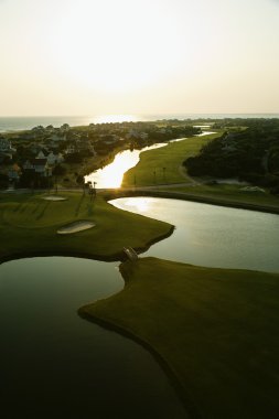 Coastal golf course. clipart