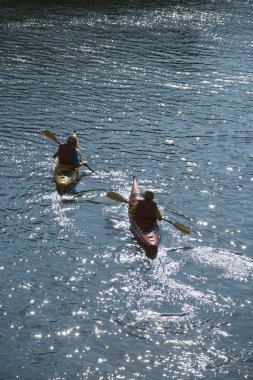 Two boys kayaking. clipart