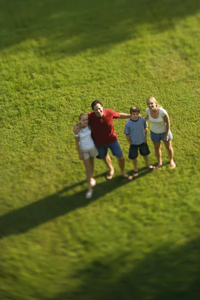 Семья стоит на газоне . — стоковое фото