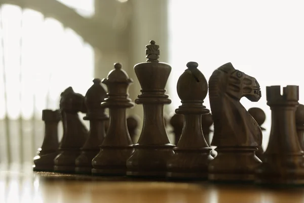 Chess pieces set up on board. — Stock Photo, Image