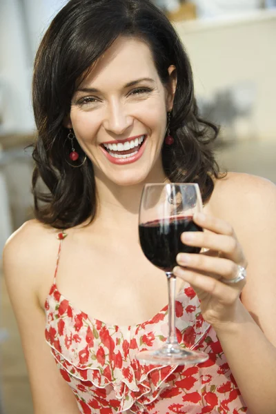 Woman Drinking Red Wine — Stock Photo, Image