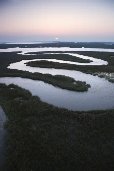 Winding water in marsh. — Stock Photo, Image