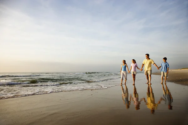 Семейная прогулка по пляжу Стоковое Изображение