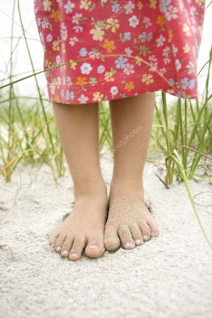 Little Girls Feet in the Sand 