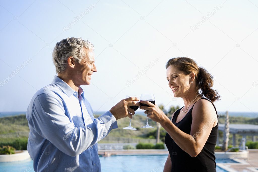 Couple toasting.
