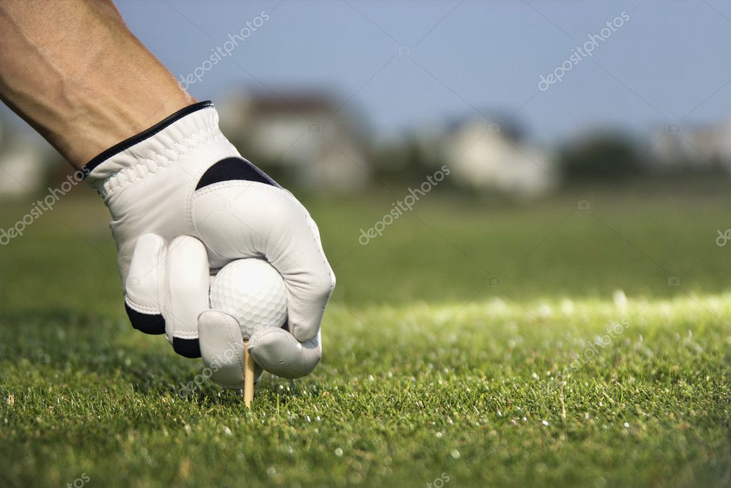Golfer Placing Tee and Ball Stock Photo by ©iofoto 9499886