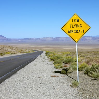 Aircraft sign on highway. clipart