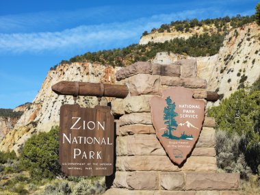 Zion National Park sign. clipart