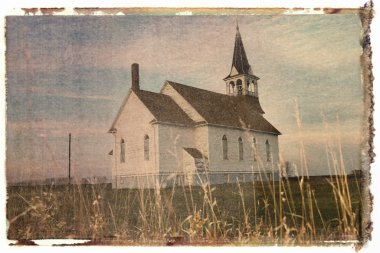 Polaroid transfer of church. clipart