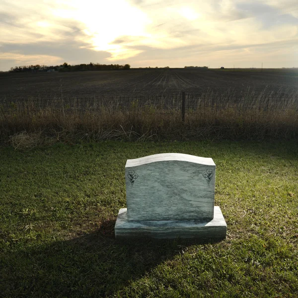 Headstone on rural grave. — Stock Photo, Image