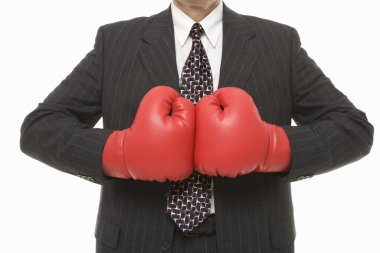 Businessman boxing gloves. clipart