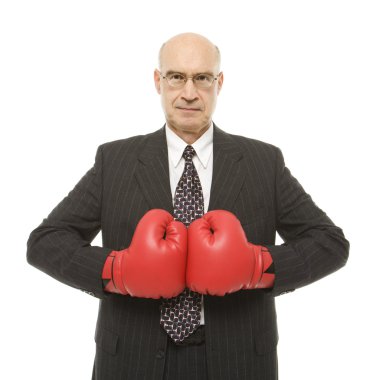 Businessman boxing gloves. clipart