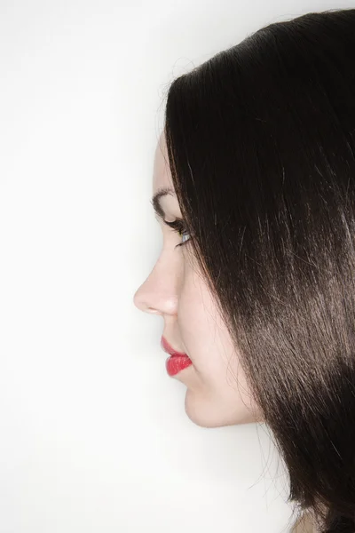 갈색 머리 여자 프로필. — 스톡 사진