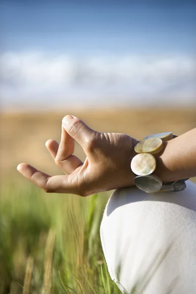 Meditáció kezek. — Stock Fotó