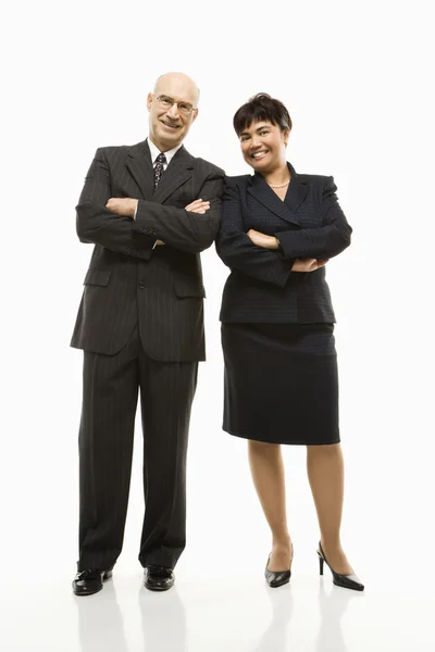 Lachende zakenman en -vrouw. — Stockfoto