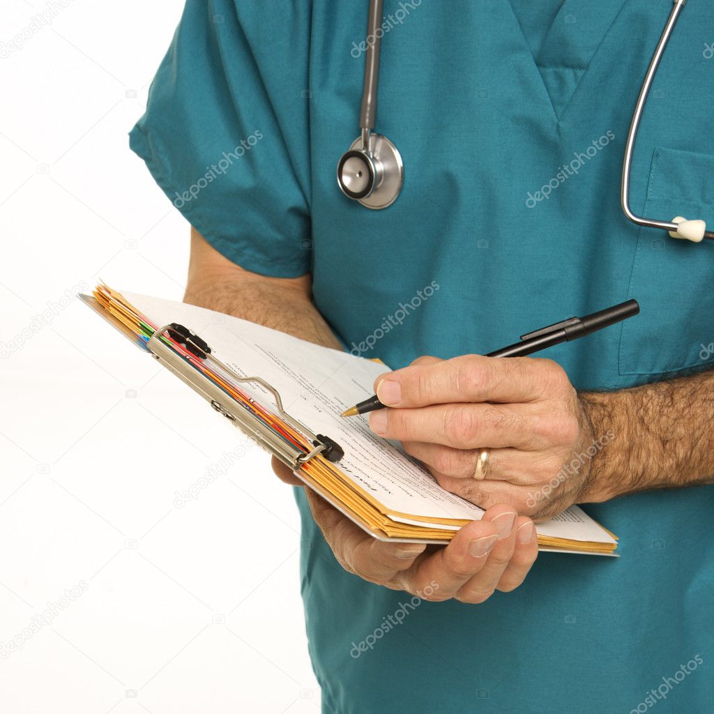 Doctor with chart.