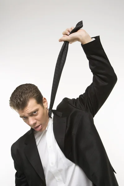 Hombre colgando uno mismo con corbata . —  Fotos de Stock