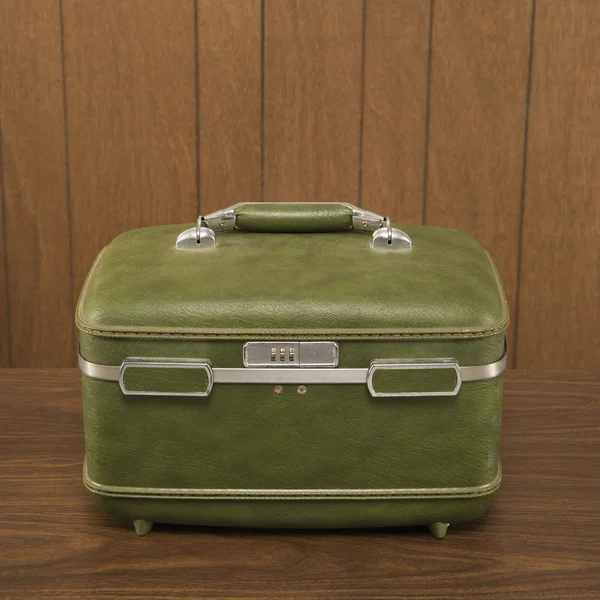 stock image Vintage green luggage.