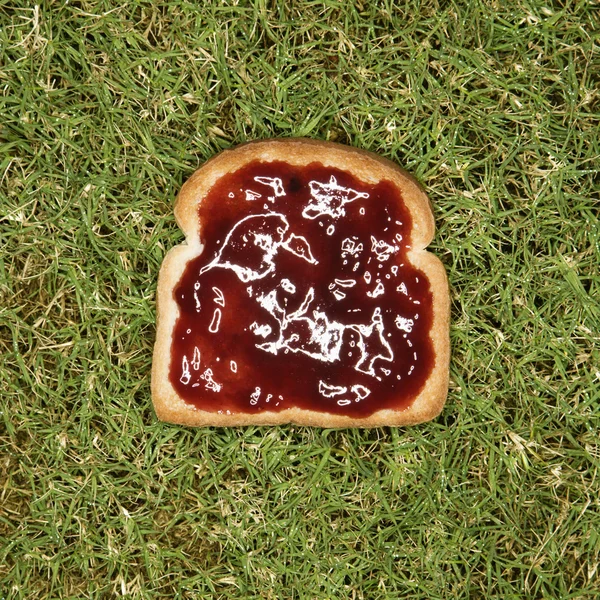Slice of toast with jam. — Stock Photo, Image