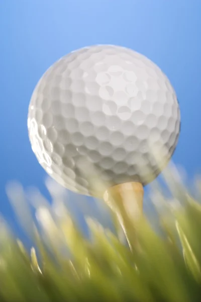 Golfball no tee na grama . — Fotografia de Stock
