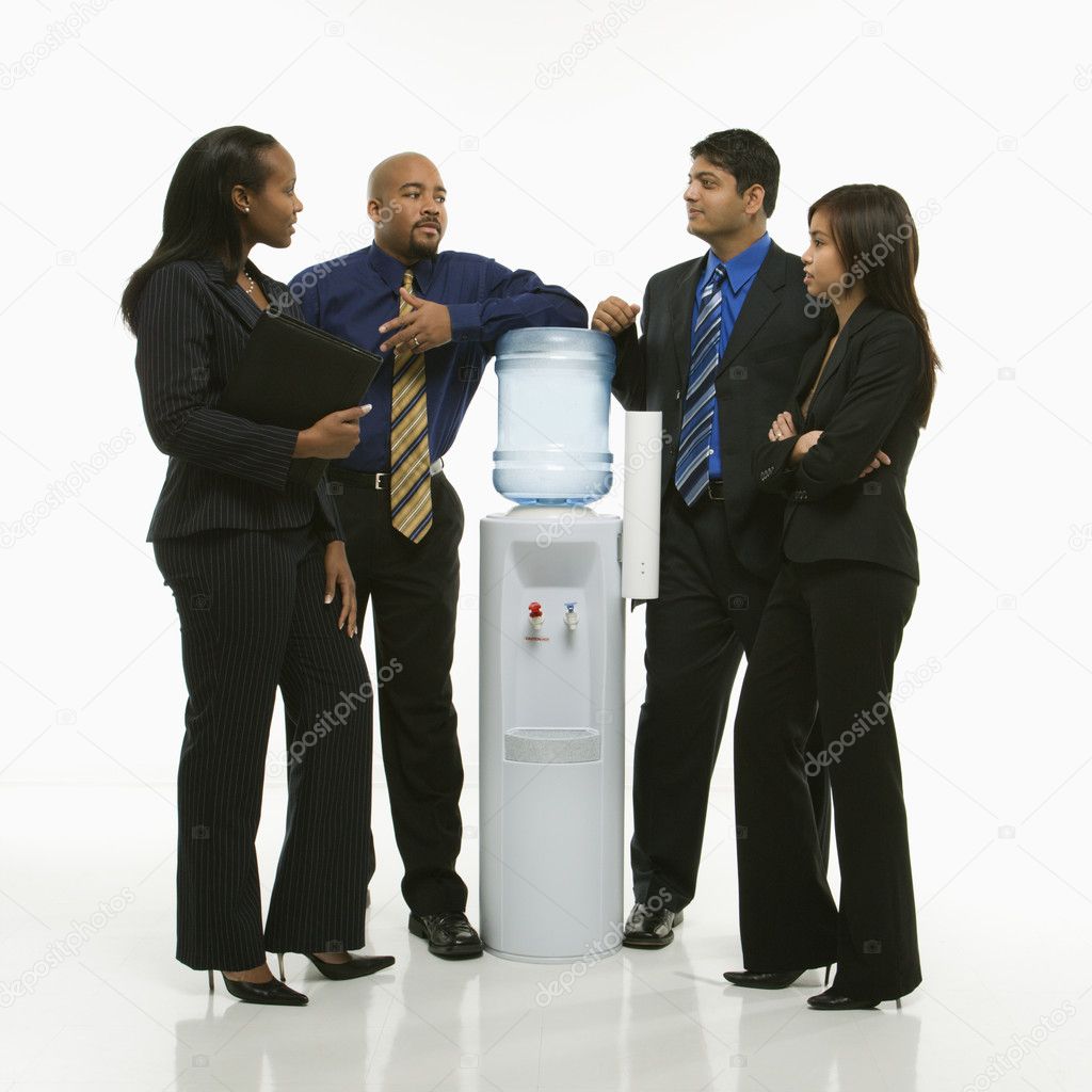 Group at water cooler.
