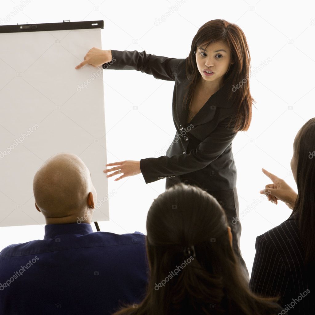 Businesswoman giving presentation.