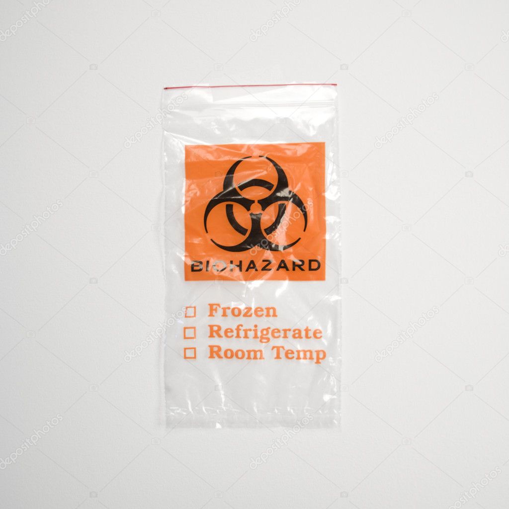 Plastic biohazard bag.