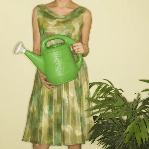 Mujer planta de riego . — Foto de Stock