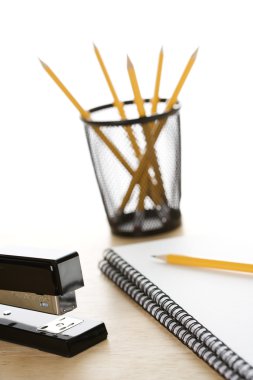 Office supplies on desk. clipart