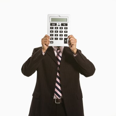 Man with calculator. clipart