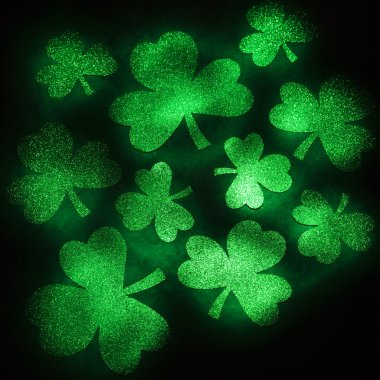 Green glitter shamrocks. clipart