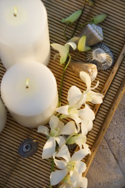 Candles and orchids. clipart