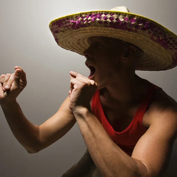 Tančící muž nosí sombrero. — Stock fotografie