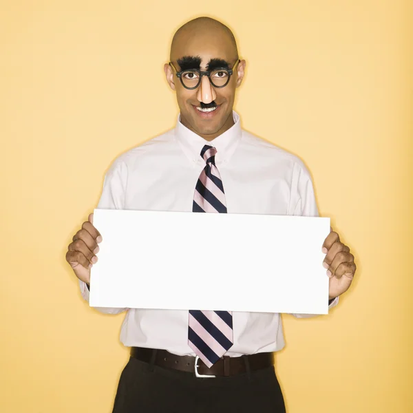 Man holding blank sign. — Stock Photo, Image