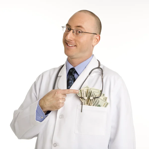 Arzt mit Bargeld. — Stockfoto