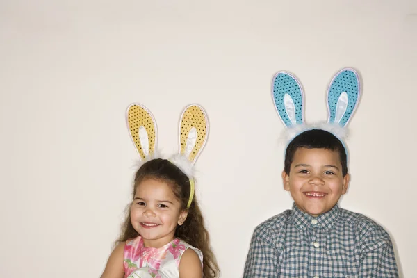 Kids wearing bunny ears. — Stock Photo, Image