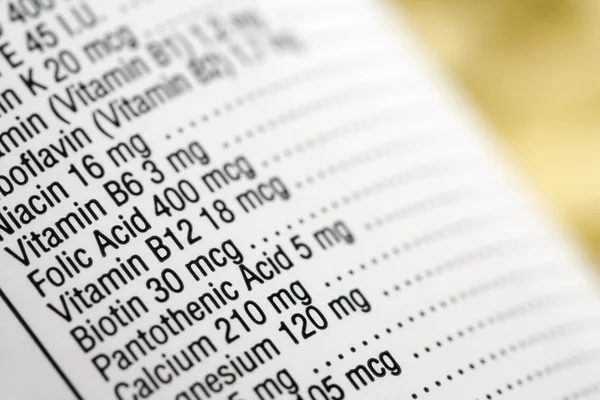 Nutritional Content Label — Stock Photo, Image