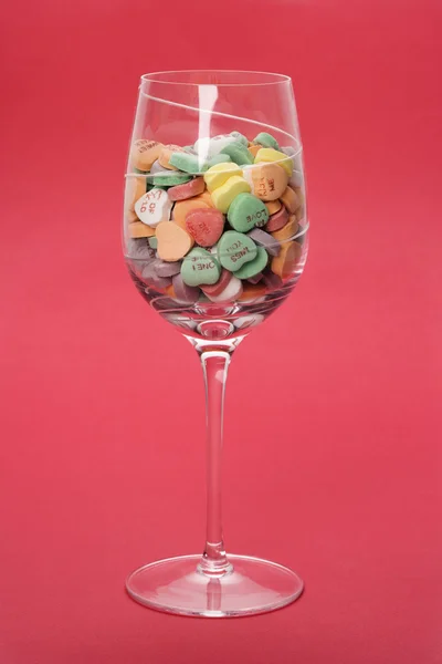 Candy hearts in glass. — Stock Photo, Image