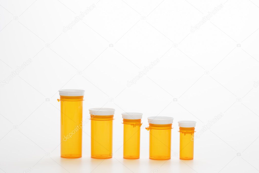 Empty Yellow Medicine Bottles. Isoated