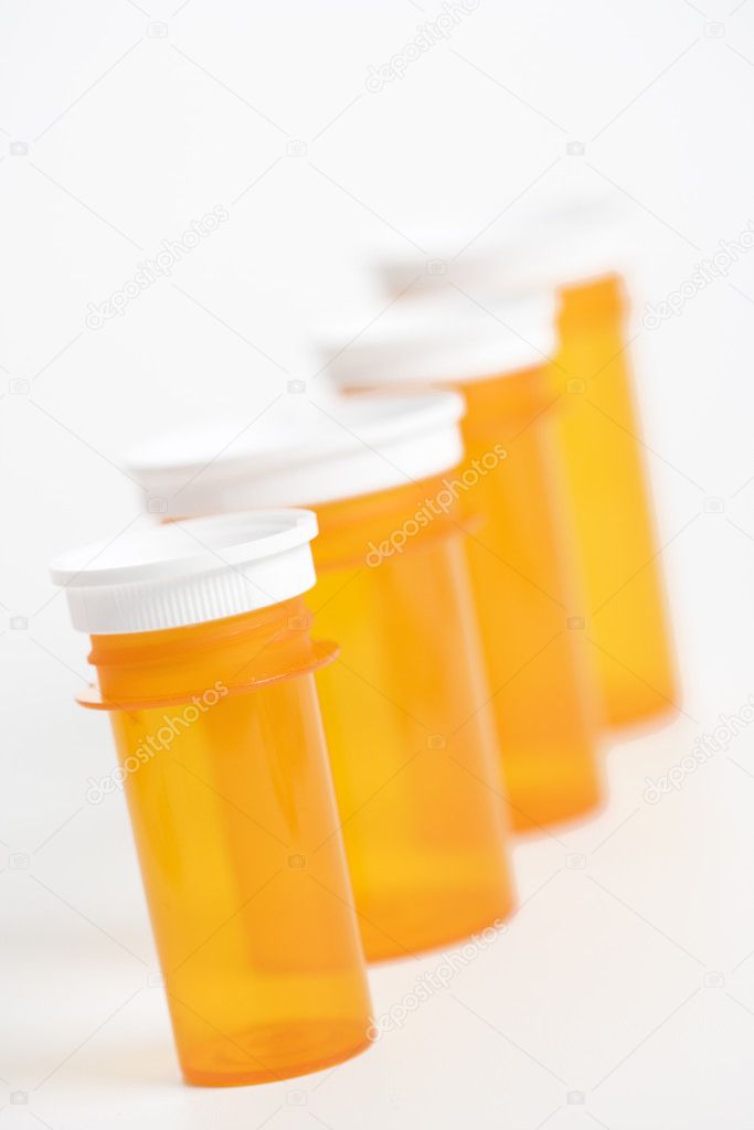 Empty Yellow Medicine Bottles. Isolated