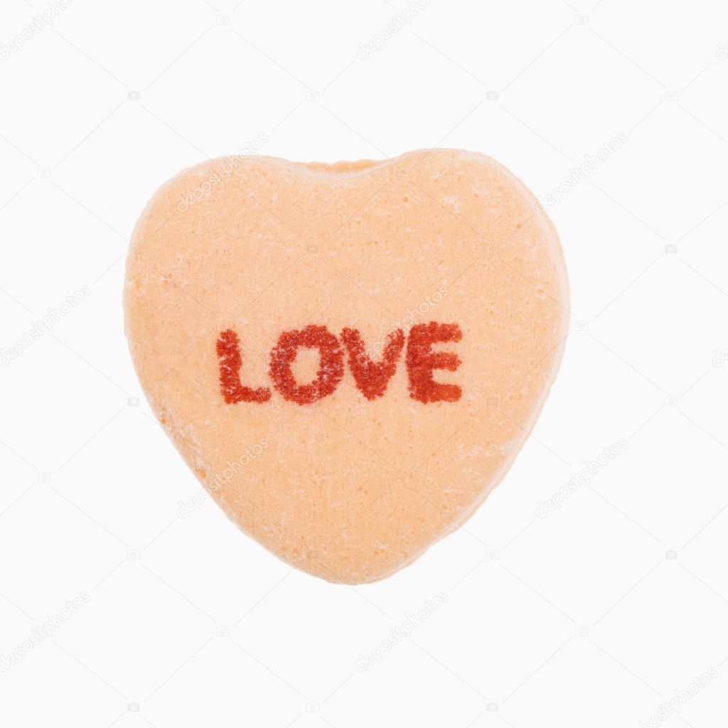 Candy heart on white.