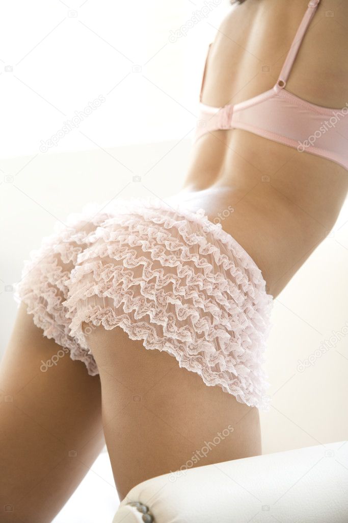 Woman in pink underwear.