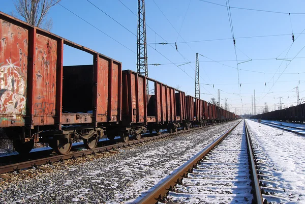 Abandoned freight wagons, lines — Stock Photo, Image